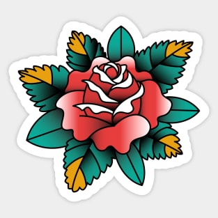 Neotraditional Rose in Red Traditional Rose Tattoo Sticker